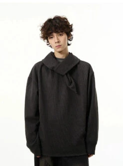Drop Shoulder Sweatshirt With Scarf Detail -Modern Wear Shop 1b1727c5d5efb60f0a526948f634ef04