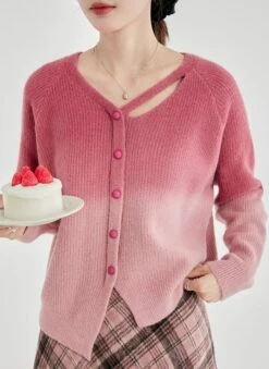 Cutout Neckline Asymmetric Ombre Cardigan 13 Cutout Neckline Asymmetric Ombre Cardigan -Modern Wear Shop 1b19de71f768614fcc5209d66c531d2e