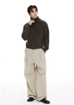 Fold Over Collar Knit Button-Up Cropped Cardigan -Modern Wear Shop 1b2c14daebc45c619893b4f826c0d343