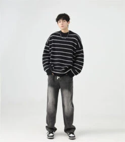 Stripe Oversized Drop Shoulder Knit Sweatshirt 35 Stripe Oversized Drop Shoulder Knit Sweatshirt -Modern Wear Shop 1b4c6dd34944c4ff19baa35eda1e0deb