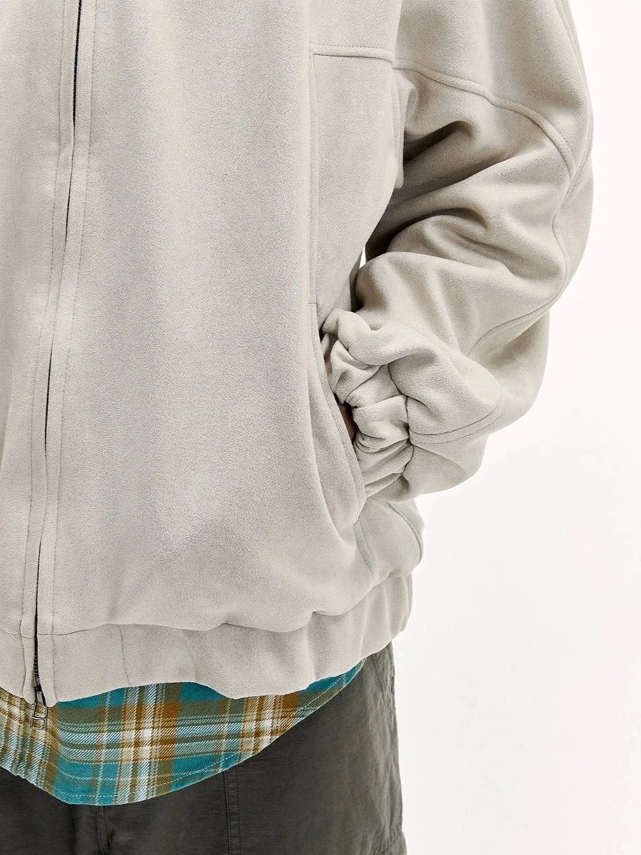 Stand Collar Zip-Up Sweatshirt Jacket With Elastic Hem 4 Stand Collar Zip-Up Sweatshirt Jacket With Elastic Hem - Image 4