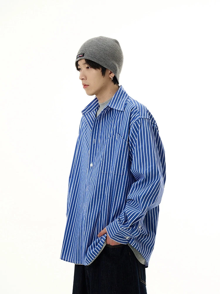 Oversized Boxy Striped Button-Down Shirt 2 Oversized Boxy Striped Button-Down Shirt - Image 2