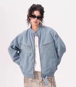 High Collar Drop Shoulder Jacket With Zip Pocket Details -Modern Wear Shop 1ba7beb6c69c662db1f283e0f2a7f640