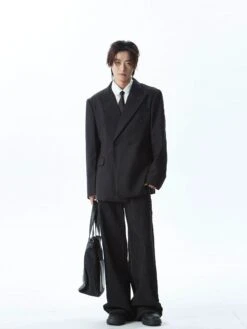 Double Breasted Structured Shoulder Blazer With Wide Lapel -Modern Wear Shop 1bdb04c40bc006c15fd1c8fac6591816