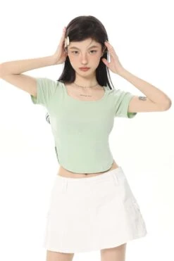Cropped U-Neck Curve Hem Baby Tee 22 Cropped U-Neck Curve Hem Baby Tee -Modern Wear Shop 1c19694cbc989a3ae74d03be446a4d33