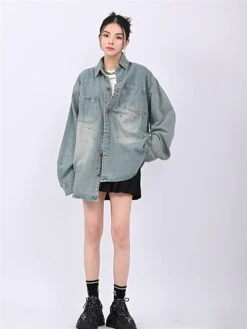 Paint Splatter Oversized Denim Shirt 19 Paint Splatter Oversized Denim Shirt -Modern Wear Shop 1c574b1dbde9059e62ca3a70a2429be9