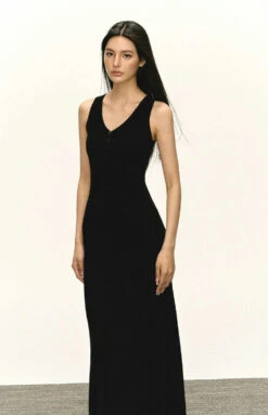 Sleeveless Ribbed Maxi Dress With Button Details -Modern Wear Shop 1c6ac6bc3694713fd3ada44e3b62d20b