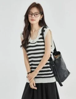 Open Knit Stripe Sweater Vest -Modern Wear Shop 1cb7c96871dc5fa734ec9b2d514cd855