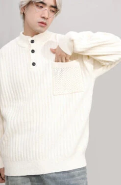 Mock Neck Ribbed Knit Sweater With Chest Pocket -Modern Wear Shop 1cc2ed6565223bc9ad8818a422e91104