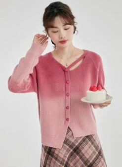Cutout Neckline Asymmetric Ombre Cardigan 10 Cutout Neckline Asymmetric Ombre Cardigan -Modern Wear Shop 1cf8b7d9b44c42f80a7ec184c7681c00