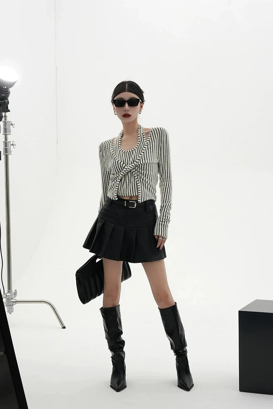 Stripe Halter Neck Knot Long Sleeve Blouse 13 Stripe Halter Neck Knot Long Sleeve Blouse - Image 13