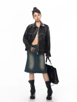 Vintage Faux Leather Stitch-Detail Jacket With Front Zip Pockets 21 Vintage Faux Leather Stitch-Detail Jacket With Front Zip Pockets -Modern Wear Shop 1d42078dead1e1f108214e575b73f00c