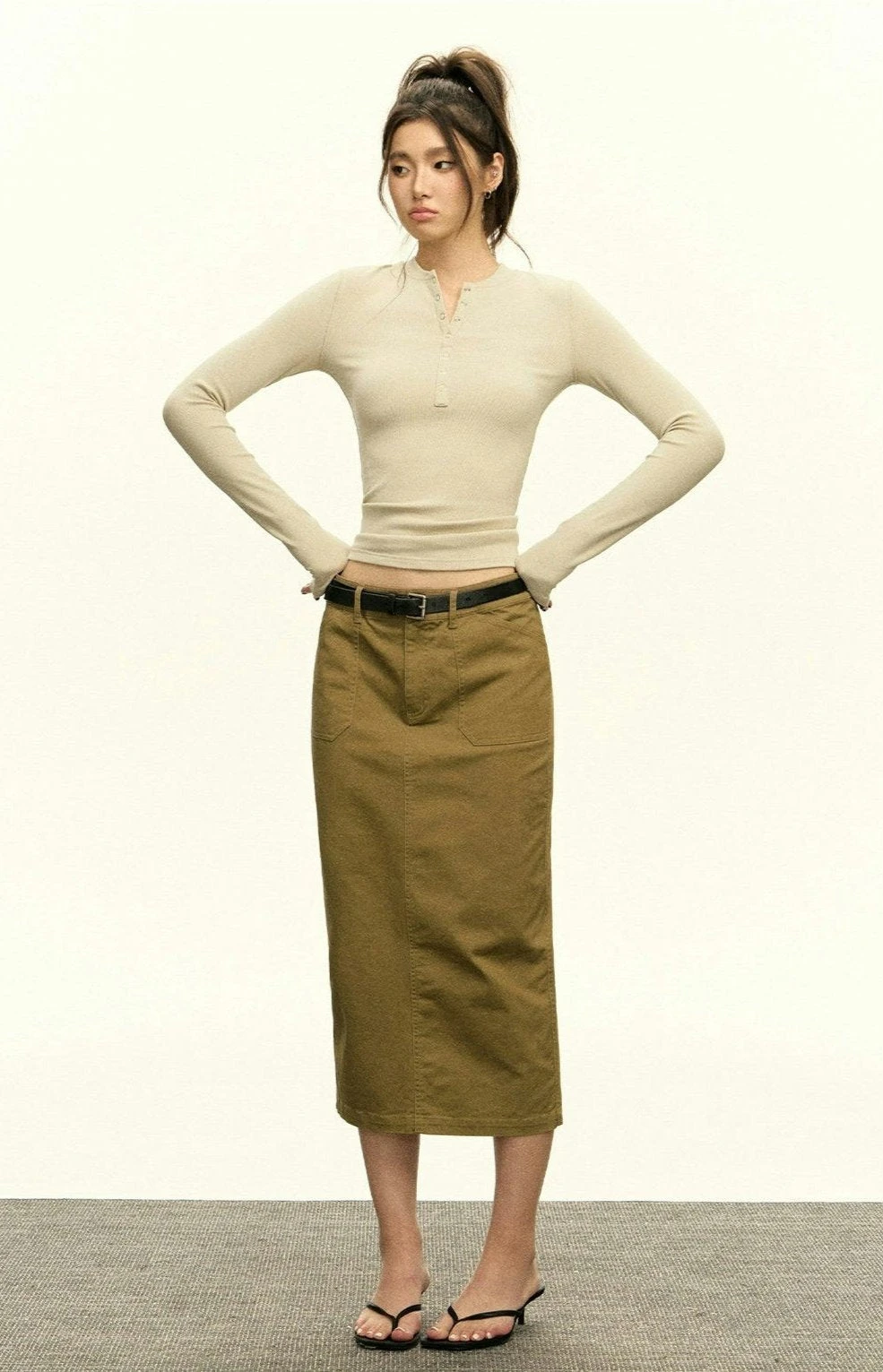 Ribbed Long Sleeve O-Neck Henley Top 10 Ribbed Long Sleeve O-Neck Henley Top - Image 10