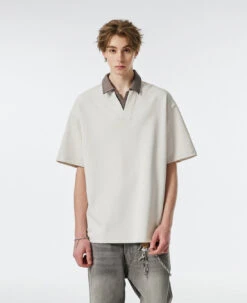 Contrast Collar Short Sleeve Polo Shirt