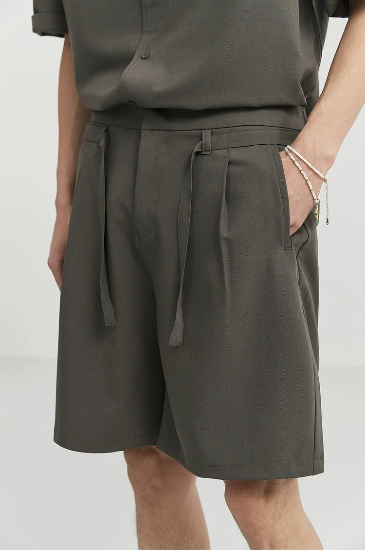 Pleated Drawstring-Belted Shorts 2 Pleated Drawstring-Belted Shorts - Image 2