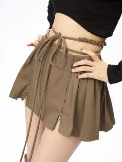 Double Zip Low-Waist Pleated Mini Skirt -Modern Wear Shop 1de417735cc24c9bb004cab1c62632c5