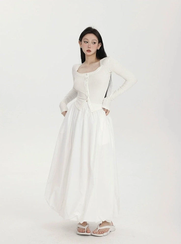 High-Waisted Balloon Maxi Skirt With Pockets 5 High-Waisted Balloon Maxi Skirt With Pockets - Image 5