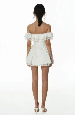 Off Shoulder Ruffle Lace Trim Corset Bodice Mini Dress -Modern Wear Shop 1e503dfa0e8cfa0831da3331820735c3