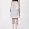 Metallic Crinkle-Texture Midi Skirt
