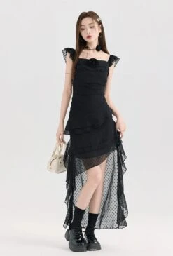 Tiered Ruffle Midi Dress With Floral Detail -Modern Wear Shop 1e515e5a6542cad31e02bef3fb1b2378