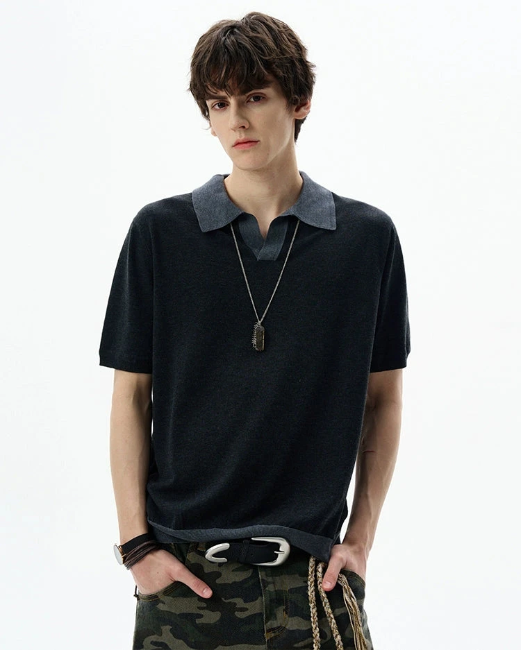 Contrast Trim Short Sleeve Knit Polo Shirt 2 Contrast Trim Short Sleeve Knit Polo Shirt - Image 2