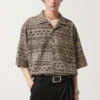 Bohemian Patterned Button-Up Short Sleeve Shirt