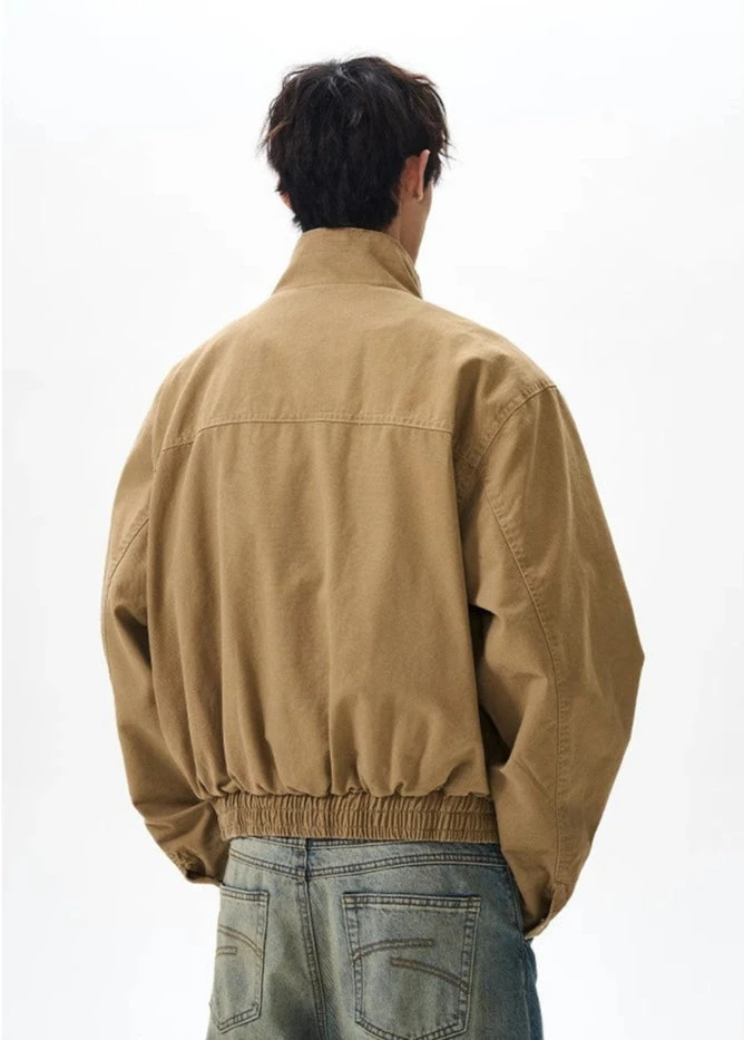 Boxy Zip-Up Stand Collar Worker Bomber Jacket 5 Boxy Zip-Up Stand Collar Worker Bomber Jacket - Image 5