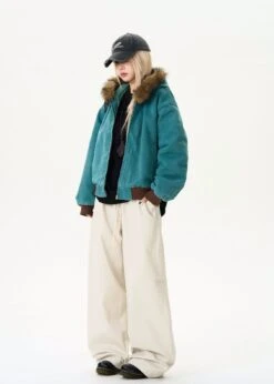 Contrast Faux Fur Hooded Bomber Jacket 13 Contrast Faux Fur Hooded Bomber Jacket -Modern Wear Shop 1ece756039dc16b8a3a47da392875d91