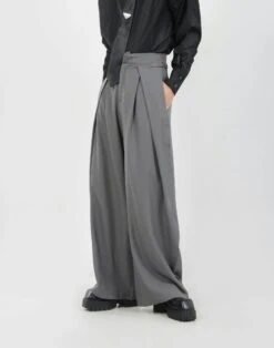 Wide Leg Pleated Palazzo Trousers With Belt Detail -Modern Wear Shop 1ed0482a413656d3f0aa35b1df701baf
