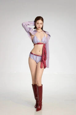 Striped Tie-Front Bikini Set With Long Sleeve Cover-Up -Modern Wear Shop 1eff5bdef6df95c80d9df678d6fff7db
