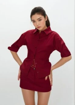 Button-Up 3/4 Sleeve Shirt And Mini Skirt Two-Piece Set -Modern Wear Shop 1f0f6c0b3fdc7e8ae87b6c25c214fcb7 59248cd8 4412 40cc 8172 a3e8223fa26e
