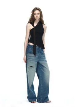 Asymmetrical Halter Neck Top With Side Ruffle Detail -Modern Wear Shop 1f432a9313097407d406cfa28a856814