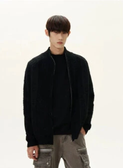 Fuzzy Ribbed Trim Mock Neck Zip Jacket 28 Fuzzy Ribbed Trim Mock Neck Zip Jacket -Modern Wear Shop 1f8636d6bc0329eed1bdb037912a06b8