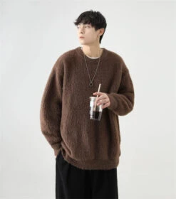 Fuzzy Crew Neck Oversized Knit Sweater 17 Fuzzy Crew Neck Oversized Knit Sweater -Modern Wear Shop 1fde50db0c28dcc91347e3e3909a1085