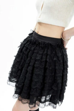 Layered Ruffle Lace Mini Skirt With Elastic Waistband -Modern Wear Shop 201478b1845f9c88aee4290cff202ec4
