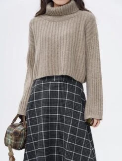 Drop Shoulder Turtleneck Ribbed Knit Top -Modern Wear Shop 2078fd9cdff3a2ff979ed4b3c744d1d1