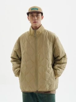 Quilted Zip-Up Jacket With Stand Collar -Modern Wear Shop 21470ec1e4d97a8b140ab210ddcf70eb