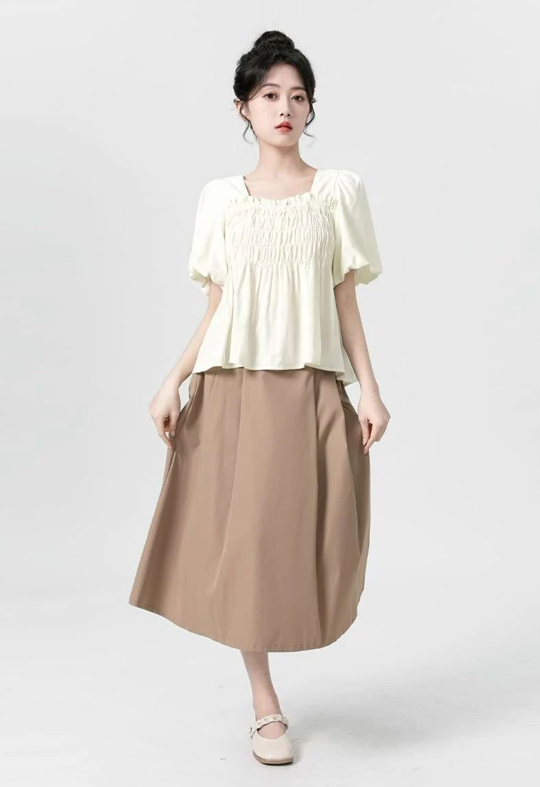 Puff Sleeve Shirred Blouse 8 Puff Sleeve Shirred Blouse - Image 8