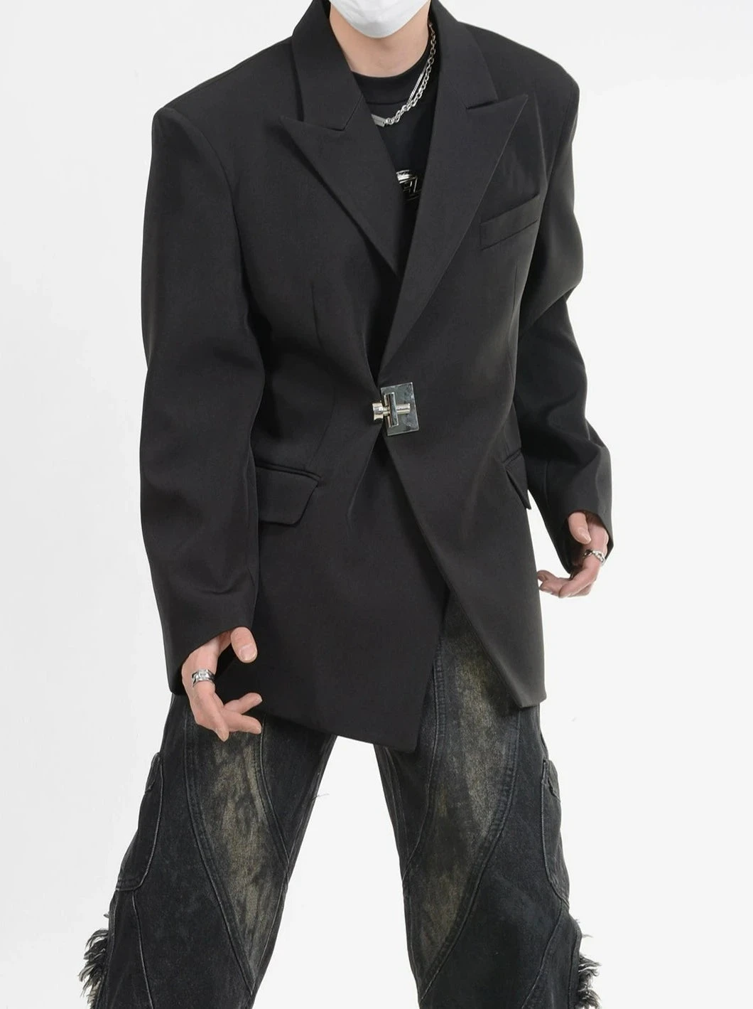 Buckle Detail Oversized Blazer Jacket 2 Buckle Detail Oversized Blazer Jacket - Image 2