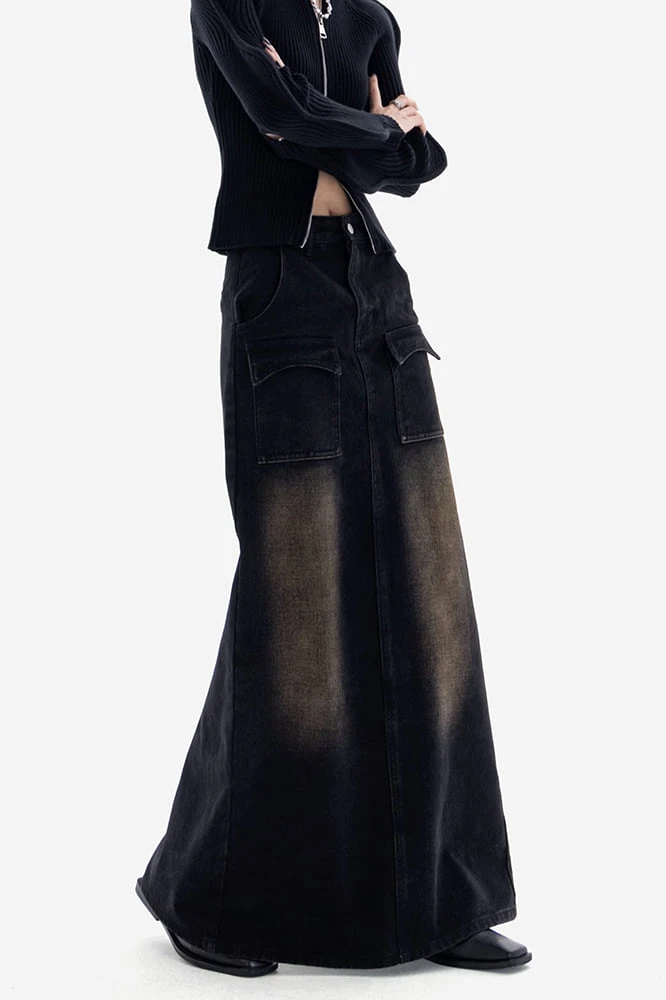 Sandblast Maxi Denim Skirt 6 Sandblast Maxi Denim Skirt - Image 6