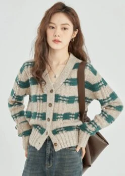 Stripe Crosshatch Ribbed Knit Cardigan -Modern Wear Shop 2204a46228abba50b926b847668e87f6