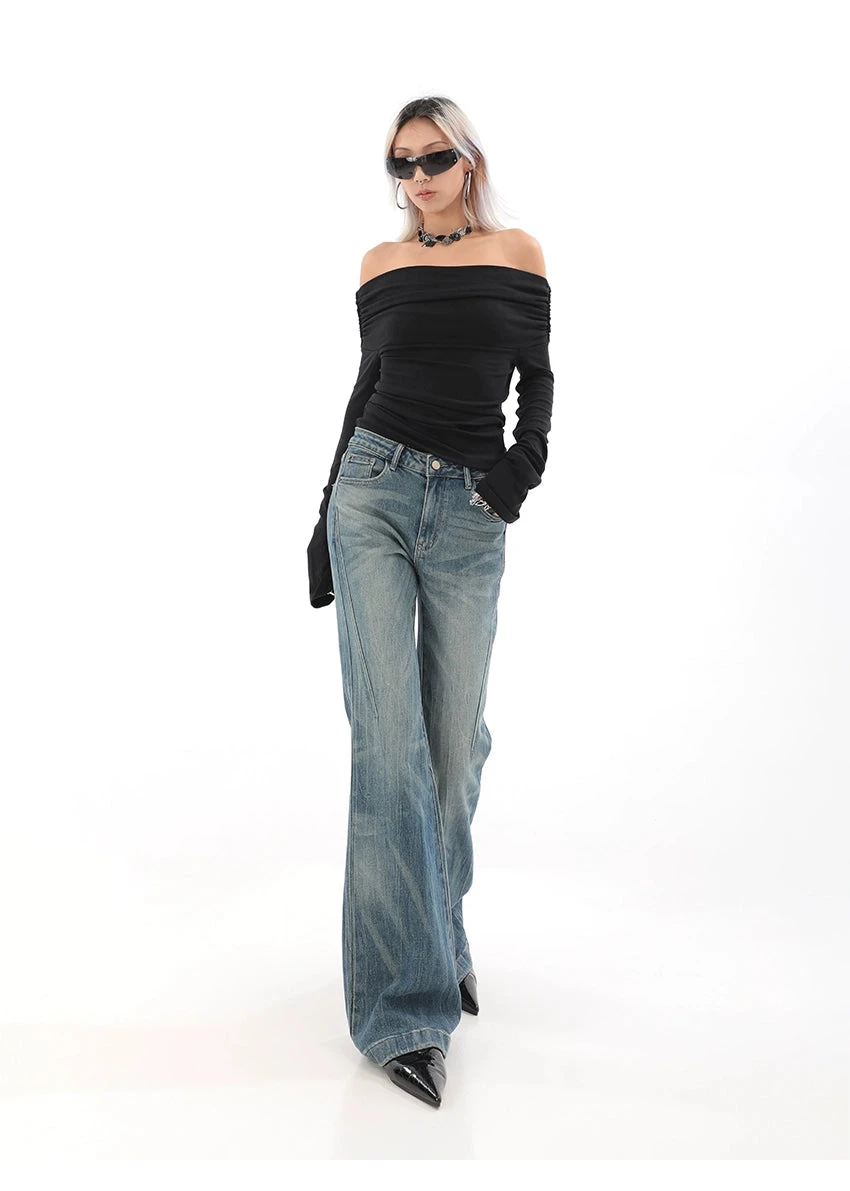 High Waist Vintage Wash Bell Bottom Jeans 11 High Waist Vintage Wash Bell Bottom Jeans - Image 11