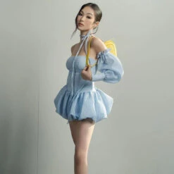 Tube Balloon Mini Dress With Detachable Puff Sleeves -Modern Wear Shop 223034bc73c80b7b63790a12222d716d