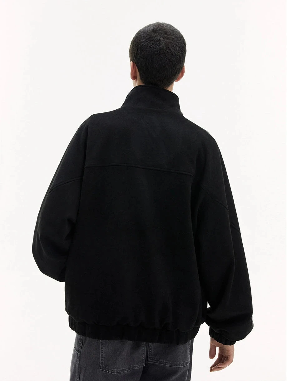 Stand Collar Zip-Up Sweatshirt Jacket With Elastic Hem 12 Stand Collar Zip-Up Sweatshirt Jacket With Elastic Hem - Image 12