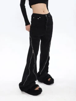 Zippered Split Semi-Flare Pants -Modern Wear Shop 2257aacce351ab49158424d4aad070da