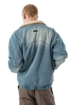 Shearling Lined Faded Denim Jacket With Stud Details -Modern Wear Shop 2274149961a3f7fbebf93de21b851deb