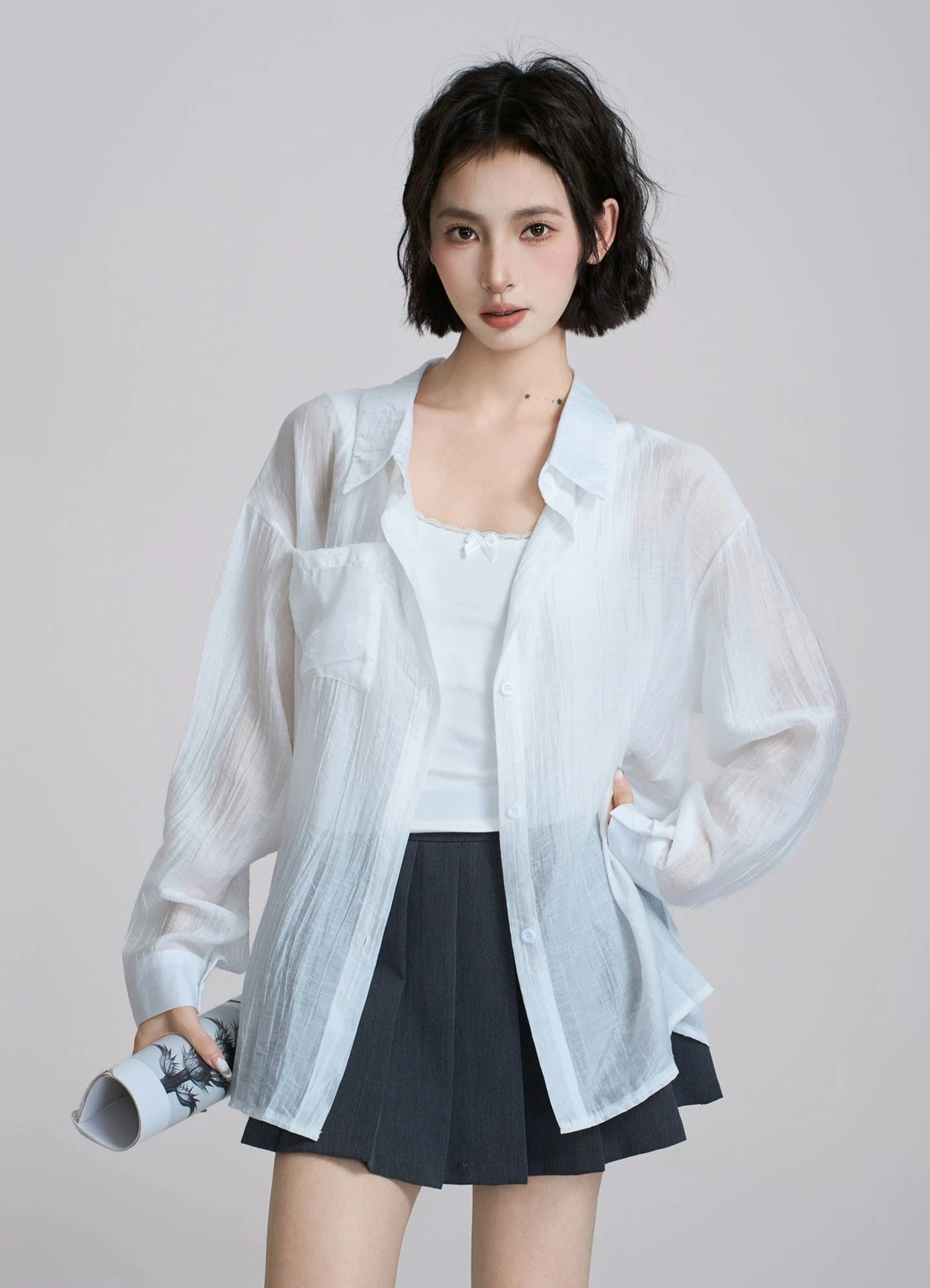 Sheer Floral Tie-Back Long Sleeve Shirt 2 Sheer Floral Tie-Back Long Sleeve Shirt - Image 2