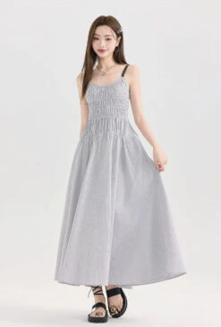 Striped Midi Sundress With Smocked Bodice And Adjustable Straps -Modern Wear Shop 227d4392a88908415a521ec1411f35b0