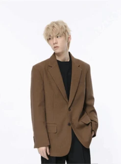 Structured Single-Breasted Retro Oversized Blazer -Modern Wear Shop 22976207411f8cf8e07c087eb61acce0