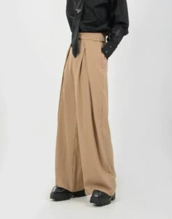 Wide Leg Pleated Palazzo Trousers With Belt Detail -Modern Wear Shop 229a1a1a0b898706525d80fffa1f4a92